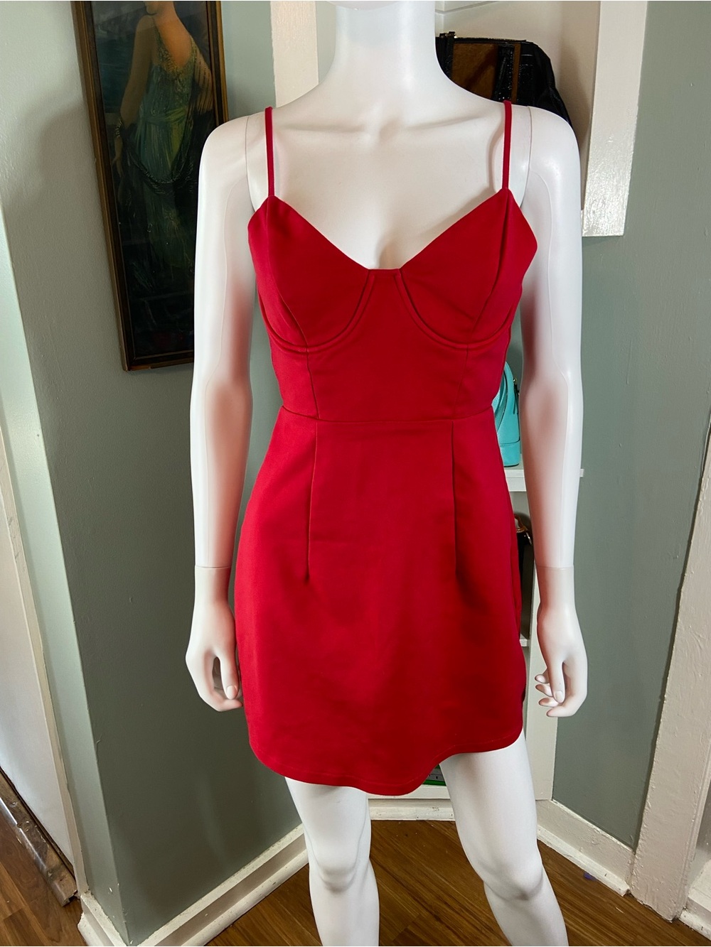 Princess Polly Novella Underwire Cup Bra Red Spaghetti-Strap Mini Dress Sz 4